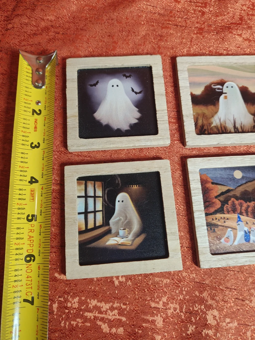 Wooden Framed Magnet Ghost Tiles - Decorative Small